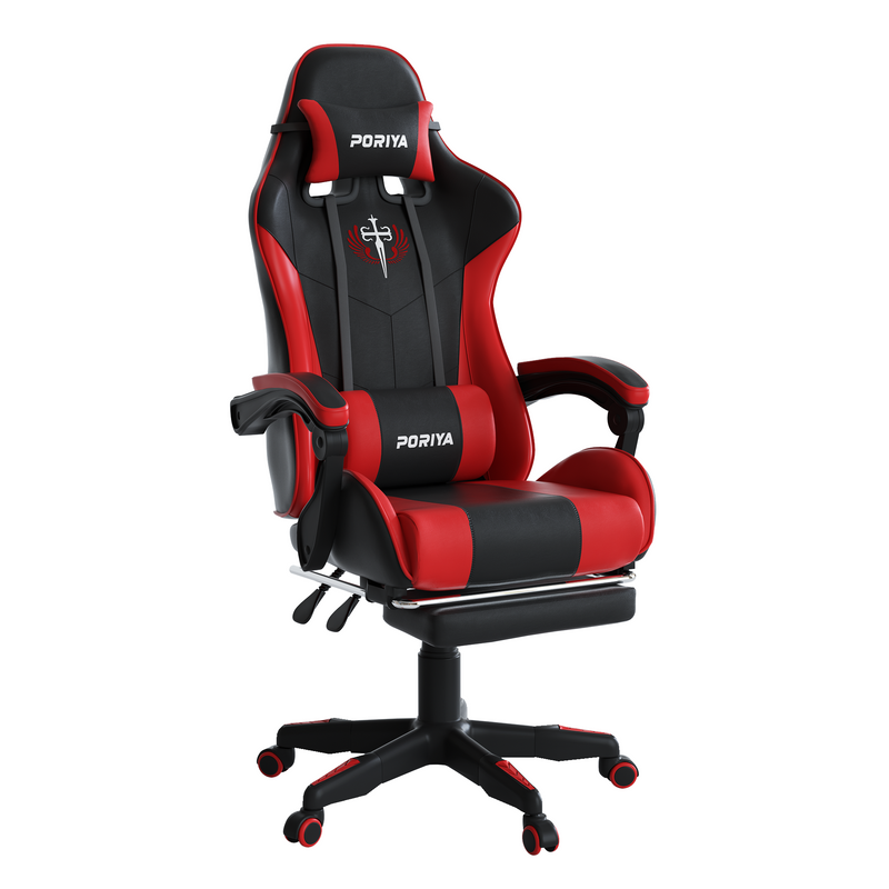 Load image into Gallery viewer, PORIYA Ergonomic Gaming Chair PU Home Office Reclining Computer Chair w/Footrest