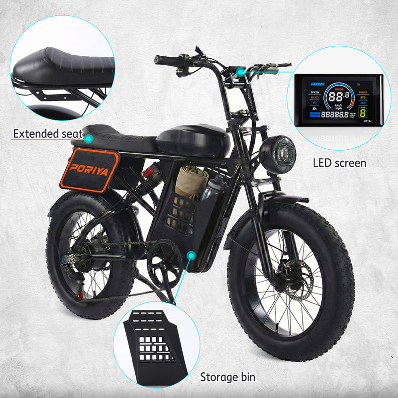 Load image into Gallery viewer, PORIYA 2000W 80KM 60KM/H Electric Bike Mountain Bicycle E-Bike 20“ off Road Traveling