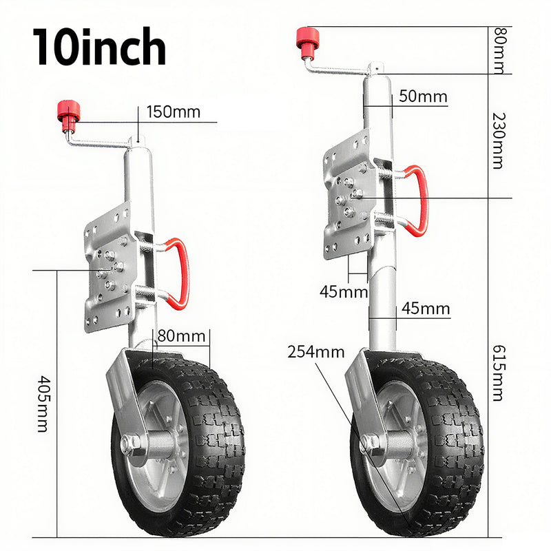 Load image into Gallery viewer, PORIYA 6'' 8'' 10" Jockey Wheel Swing Up Solid Wheel 1000kg Caravan Boat Trailer