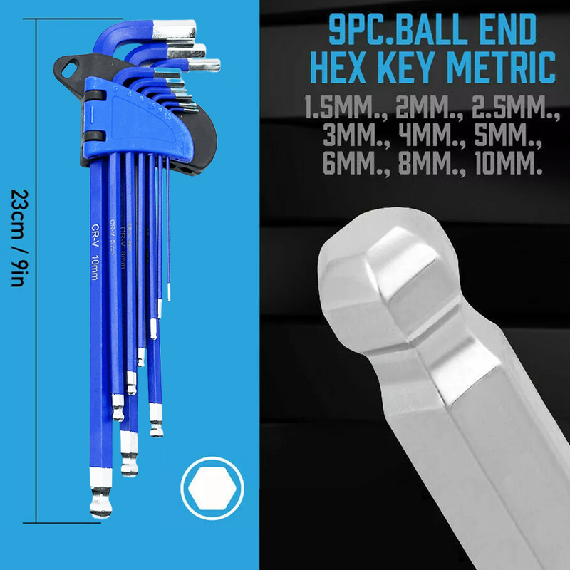 Load image into Gallery viewer, PORIYA 54 PCS Extra Long Arm Wrench Allen Key Hex Set Metric + Imperial + Torx Key