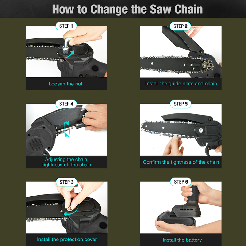 Load image into Gallery viewer, Mini Cordless Handheld Electric Chainsaw Wood Cutter Rechargeable 2 Battery