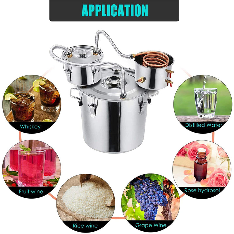 Load image into Gallery viewer, PORIYA Alcohol Distiler 12/19/30/50L Water Wine Brew Copper Coil Moonshinestill w/ Pump