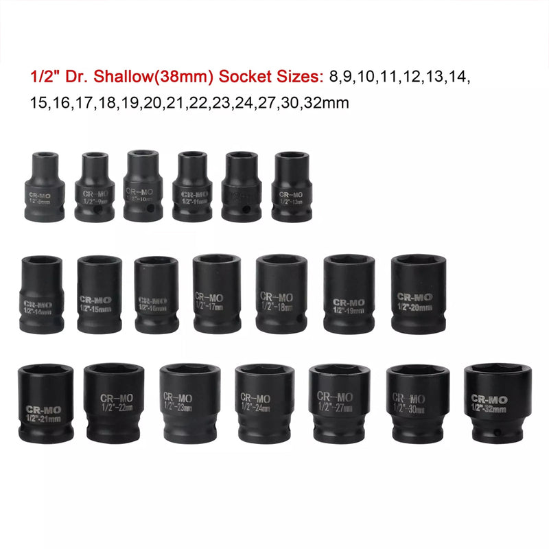 Load image into Gallery viewer, PORIYA 21/35PCS Metric 1/2" Drive Deep Impact Sockets Tools 8-36MM Garage Workshop Set