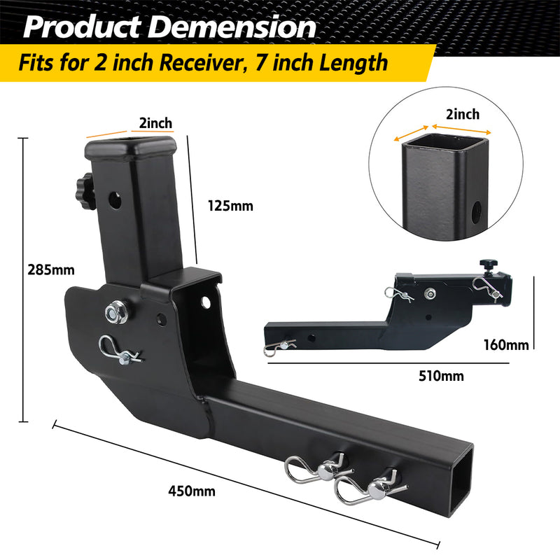 Load image into Gallery viewer, PORIYA Trailer Hitch Folding 2" Trailer Hitch 500LB Capacity Shank Mount Cargo Adapter