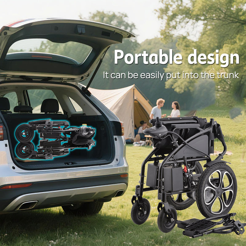 Load image into Gallery viewer, PORIYA Electric Wheelchair Folding Long Range Lithium Power Motorised Foldable w/ Bag