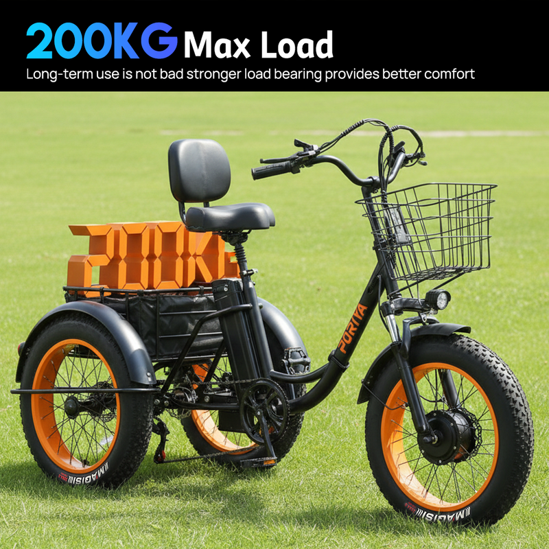 Load image into Gallery viewer, PORIYA 20" Foldable Electric Tricycle 1500W Fat Tire 3 Wheel Bike 55km/h E-Trike 60km