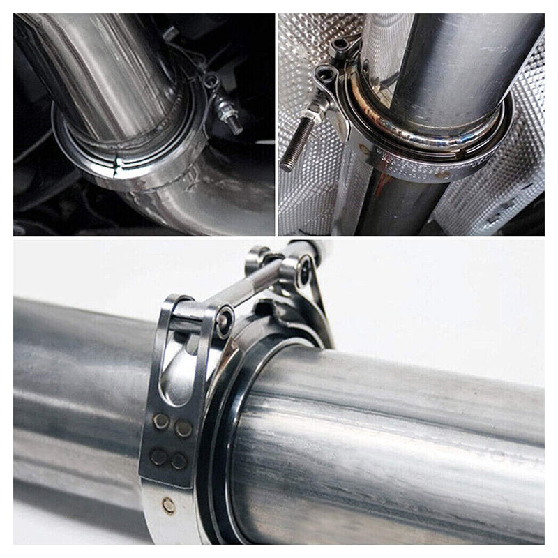 Load image into Gallery viewer, PORIYA 3" inch 76mm V-Band Vband Clamp Stainless Steel Flange Exhaust Pipe Tailpipe 2x