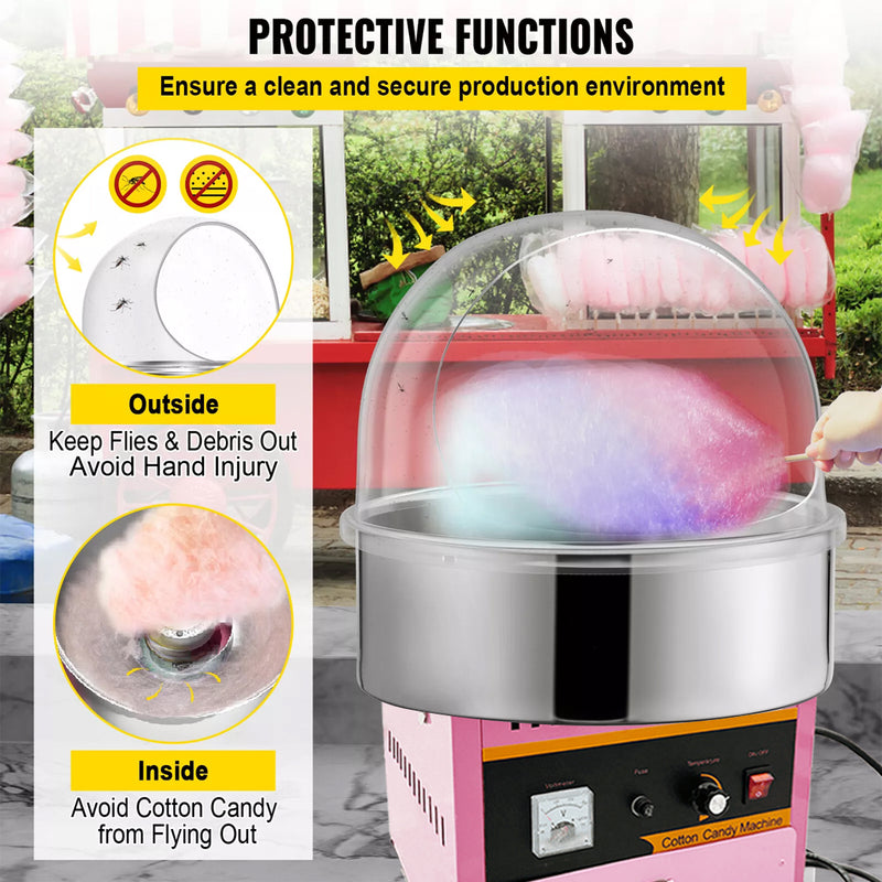 Load image into Gallery viewer, PORIYA Commercial Cotton Candy Machine Sugar Floss Maker 1000W Pink WITH/ Cover