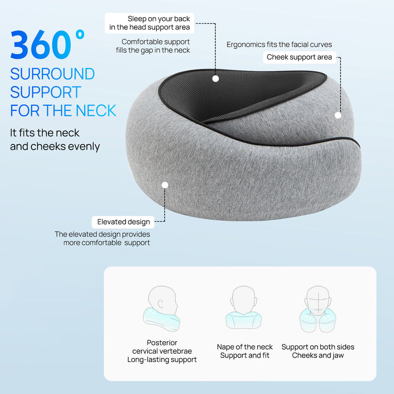 Load image into Gallery viewer, PORIYA Travel Pillow U Shaped Memory Foam Neck Head Rest Soft Support Plane Car Pillow