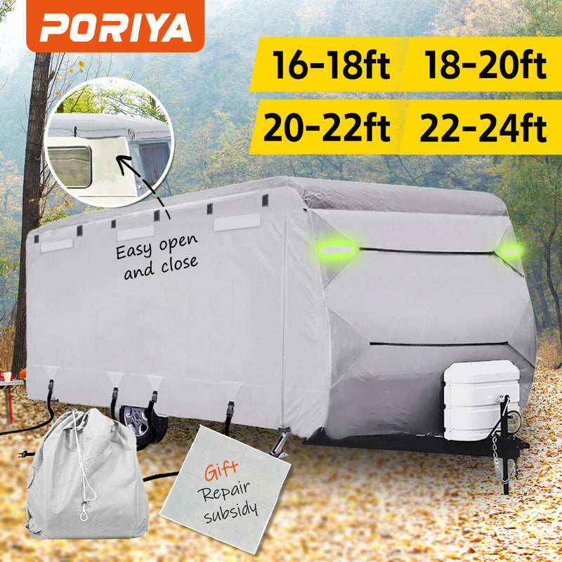 Load image into Gallery viewer, PORIYA 16-24ft Caravan Cover 4 Layer Campervan UV Resistant Waterproof With Bag