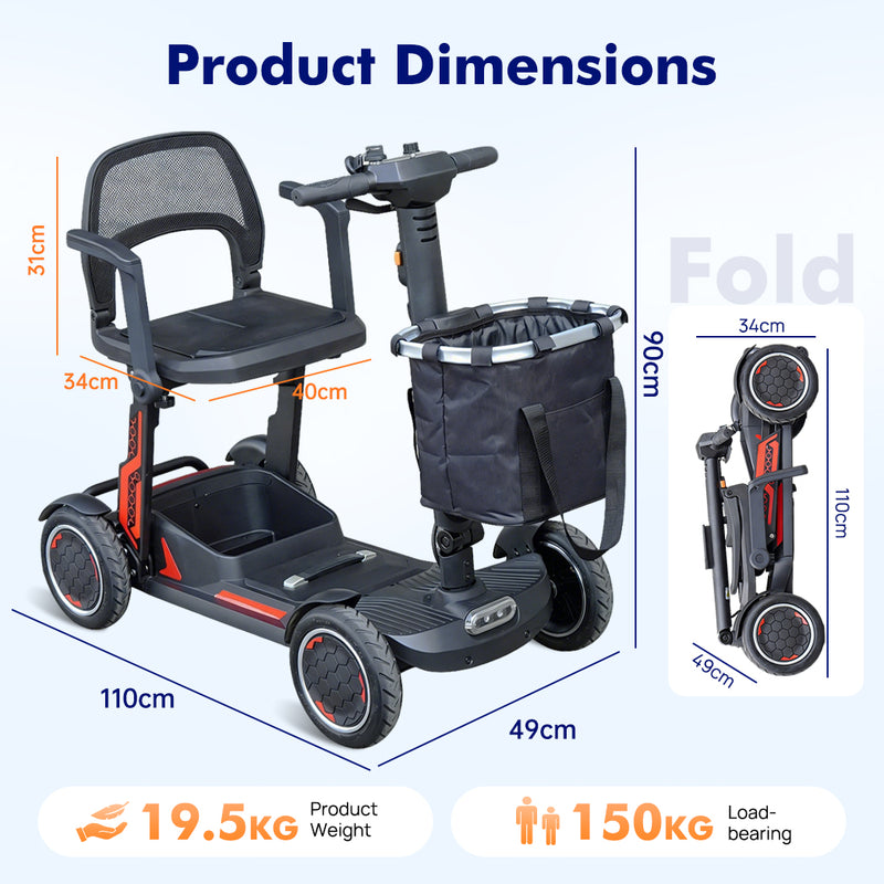 Load image into Gallery viewer, PORIYA 19.5KG Electric Mobility Scooter Lithium Power Foldable Airline w/ Basket