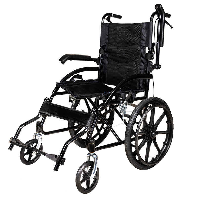 Load image into Gallery viewer, 20" Foldable Wheelchair Park Brakes Lightweight Armrest Free Flip for Elderly