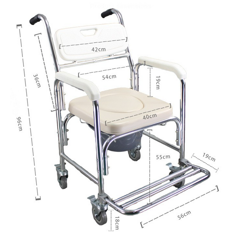 Load image into Gallery viewer, Mobile Shower Toilet Commode Wheelchair Aluminum Footrest Bathroom Beside