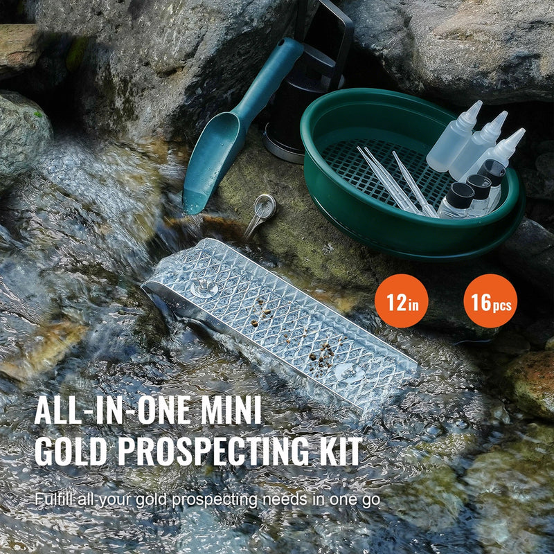 Load image into Gallery viewer, PORIYA Gold Panning Kit With Sluice Box 12" Aluminum Gold Mining Equipment 16 PC