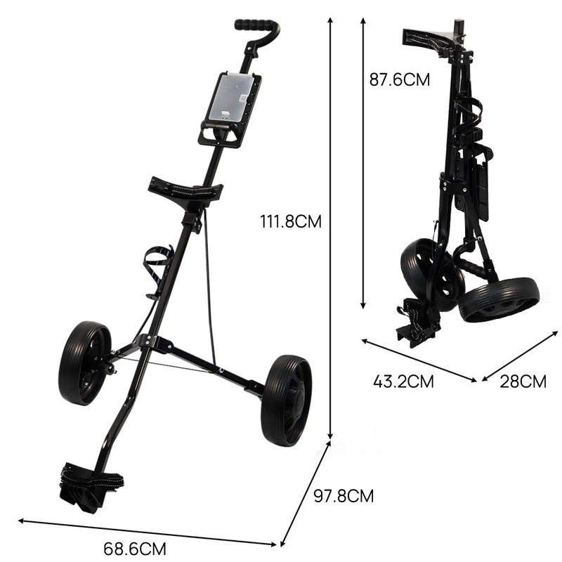Load image into Gallery viewer, PORIYA Golf Buggy Quick Folding Trolley Golf Cart Trolley 2 Wheels Cup Holder