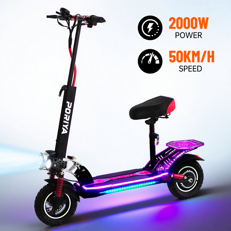 Load image into Gallery viewer, 2000W Electric Scooter Off Road 50km/h Foldable Commuter Adult E-Bike RGB