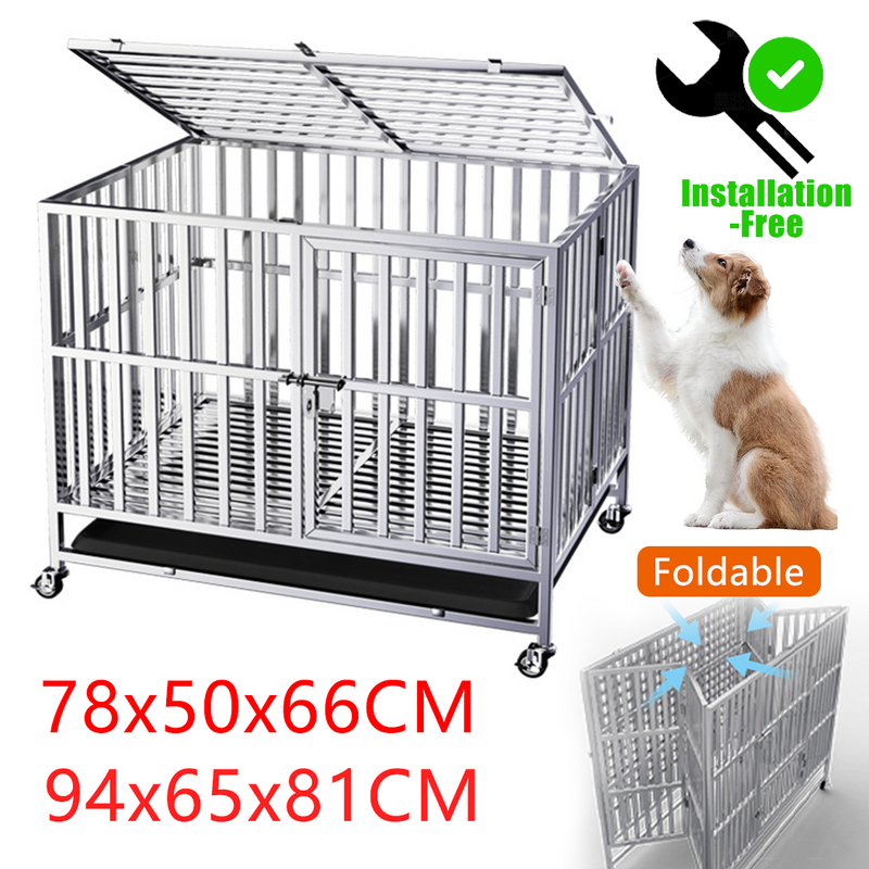 Load image into Gallery viewer, PORIYA 37" 30" Dog Cage Crate Large Kennel Pet Cage Cat Puppy Foldable Metal Cage