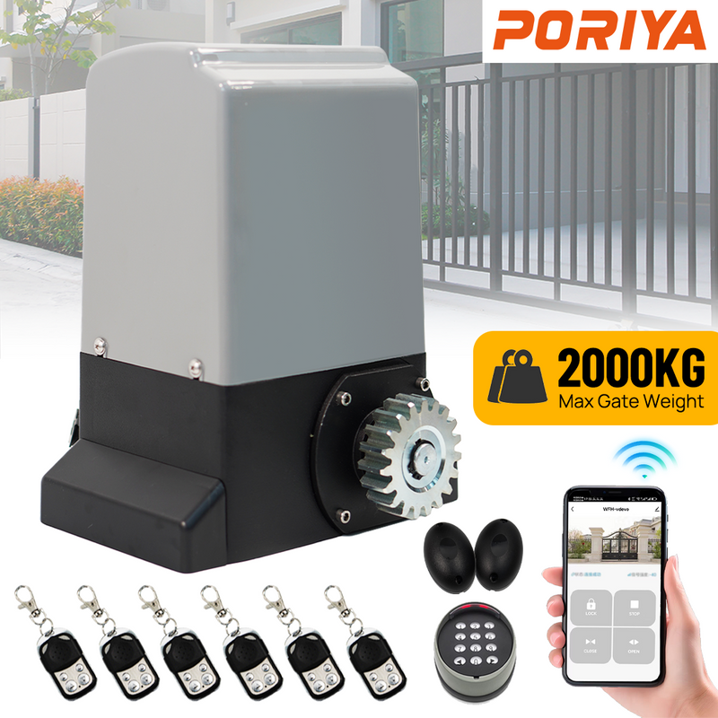 Load image into Gallery viewer, PORIYA Electric Automatic Sliding Gate Opener 2000KG Motor w/ 6 Remote & APP control