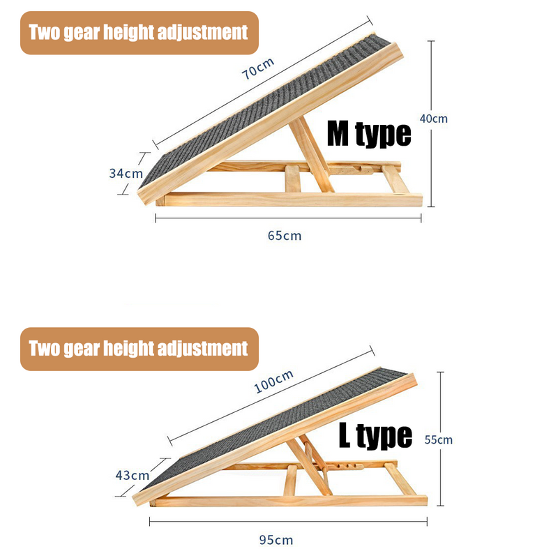 Load image into Gallery viewer, PORIYA Foldable Dog Pet Ramp Adjustable Height Dogs Stairs for Bed Sofa Car