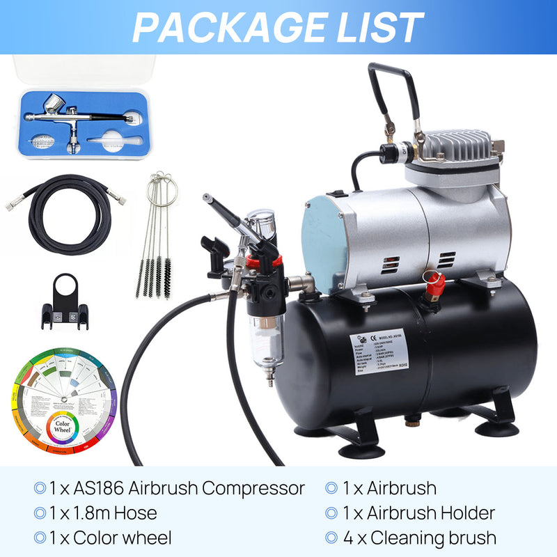 Load image into Gallery viewer, PORIYA Airbrush Compressor W/ 3L Air Tank Dual Action Paint Airbrush Spray Gun Nail Set