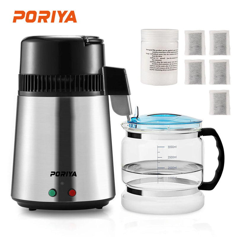 Load image into Gallery viewer, PORIYA 4L Stainless Steel Water Filter Distilled Pure Water Purifier Distiller