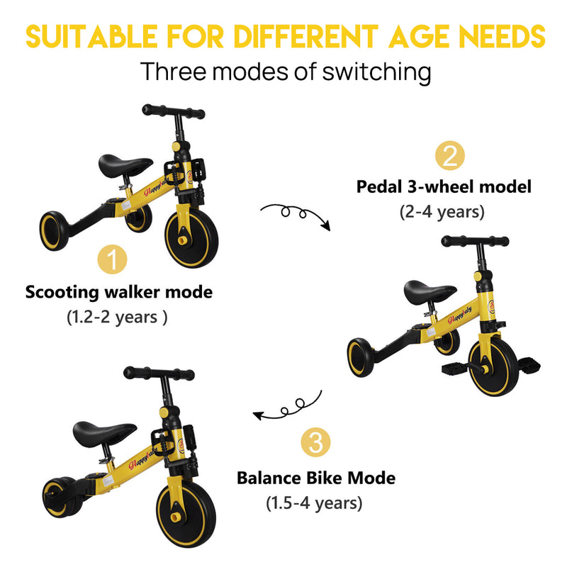 Load image into Gallery viewer, PORIYA 3 in1 Toddler Kid Ride on Toy Balance Bike Scooter Tricycle 1.5-4 Years Push Car