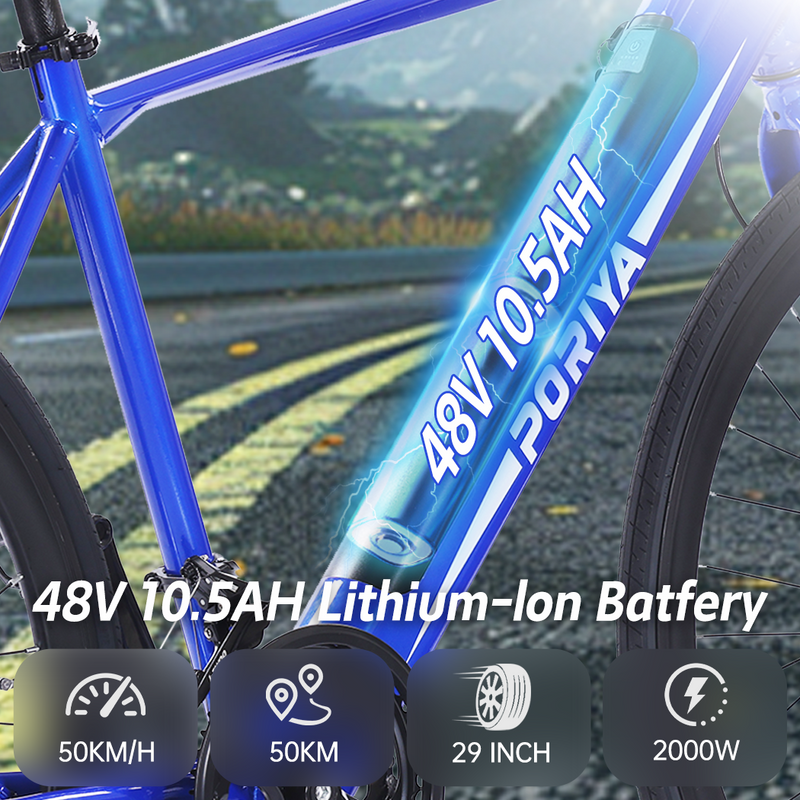 Load image into Gallery viewer, 29" Electric Bike 48V 10.5Ah 2xSystem Electric Bicycle 2000W Motor E-MTB