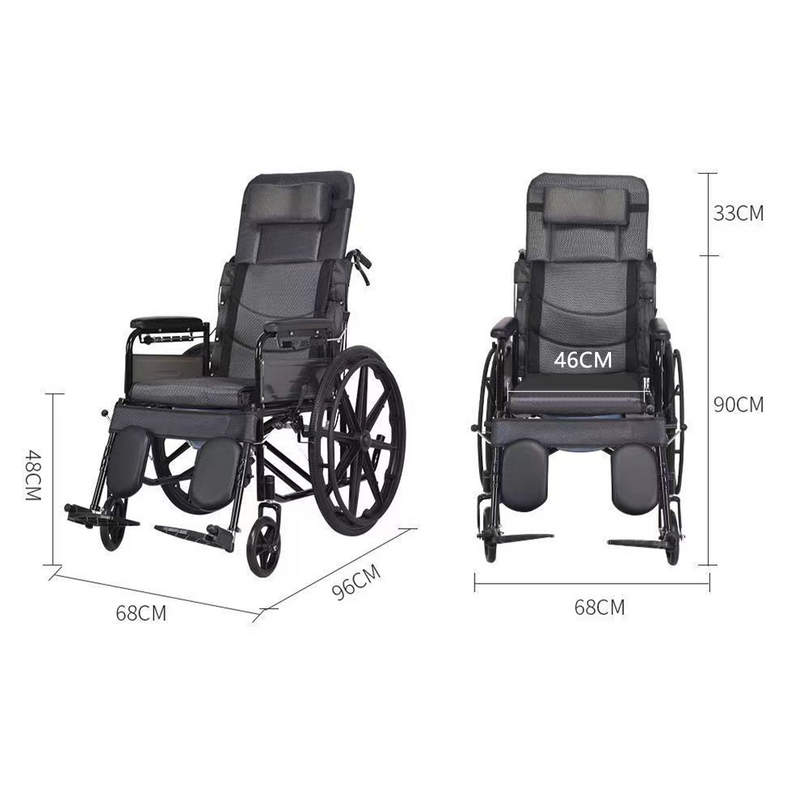 Load image into Gallery viewer, PORIYA 24" Lightweight Foldable Wheelchair 6-Level Recline w/ Dining table Safety Belt
