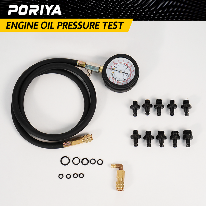 Load image into Gallery viewer, PORIYA 12pcs Engine Oil Pressure Test Tool Kit Tester Gauge Diagnostic Auto Tools set