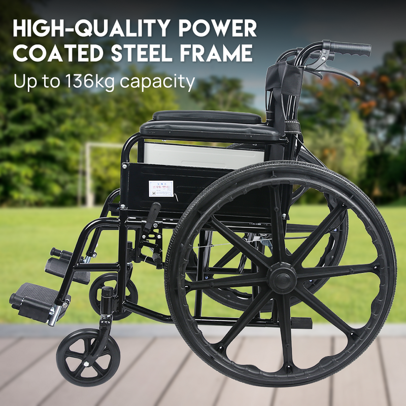 Load image into Gallery viewer, 24 Inch Wheelchair Manual Folding Wheel Chair Portable Foldable for Elderly