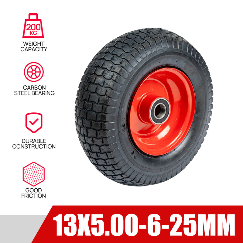 Load image into Gallery viewer, PORIYA 16" SOLID TYRE WHEELBARROW WHEELS FLAT FREE PUNCTURE PROOF 25mm Bore 6.5"-8"