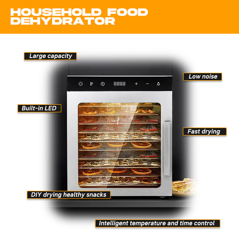 Load image into Gallery viewer, PORIYA 5/10 Trays Food Dehydrator Stainless Steel Fruit Dehydrators Jerky Dryer