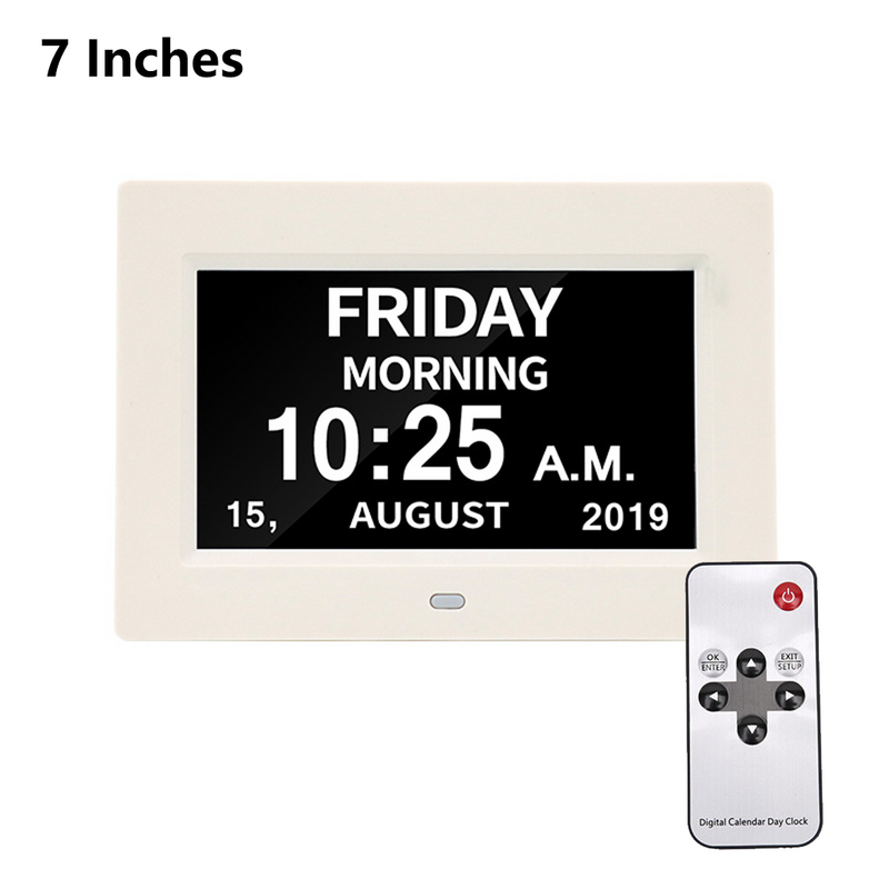 Load image into Gallery viewer, PORIYA 7/8‘’LED Dementia Digital Calendar Clock Alarm Day/Week/Month/Year Extra Large
