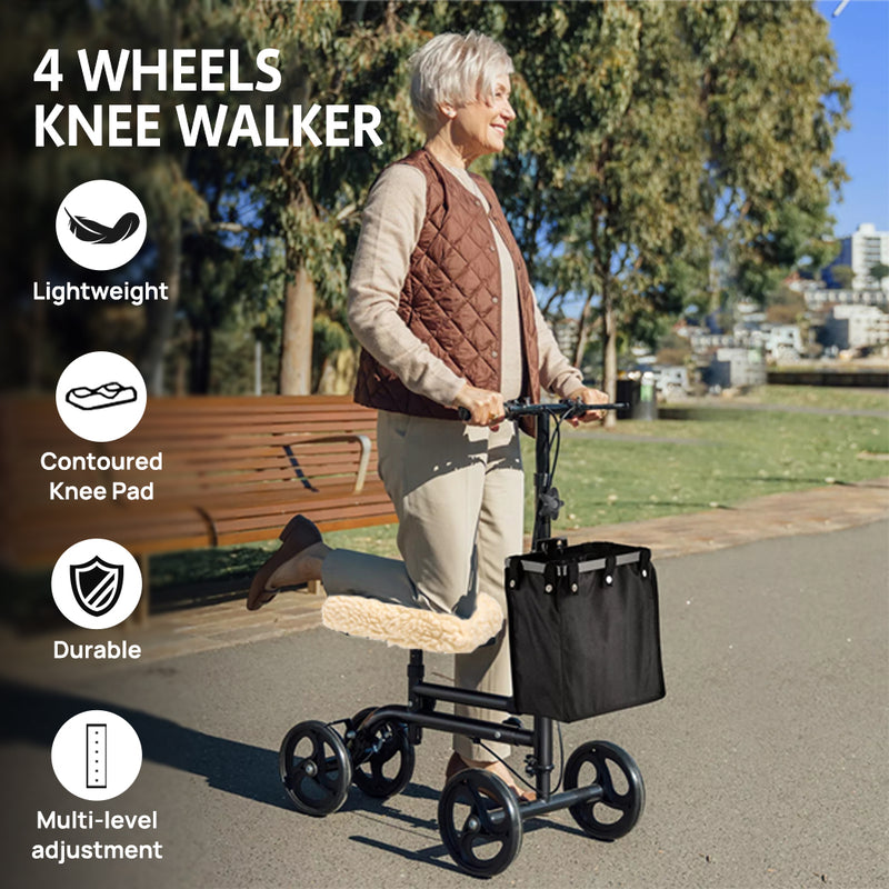 Load image into Gallery viewer, PORIYA Foldable Knee Walker Scooter Mobility Alternative Crutches Wheelchair w/ Basket