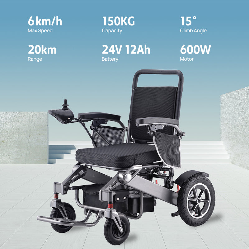 Load image into Gallery viewer, 600W Electric Wheelchair Folding Lithium Power Motorised Foldable w/ Basket