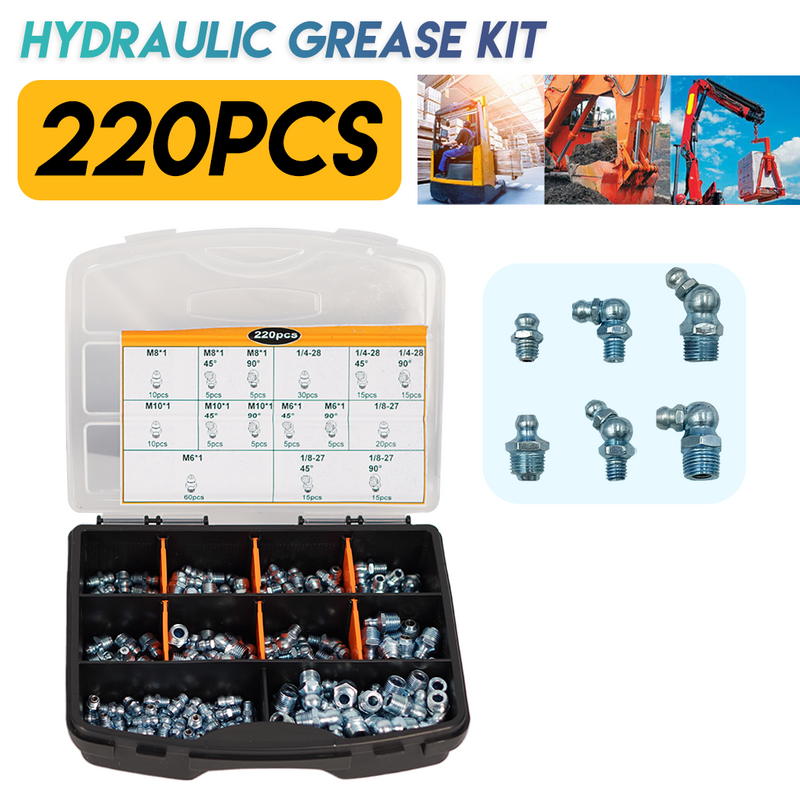 Load image into Gallery viewer, PORIYA 220/280pcs Hydraulic Grease Nipple Metric Imperial Mechanical Lubricant Fitting Kit