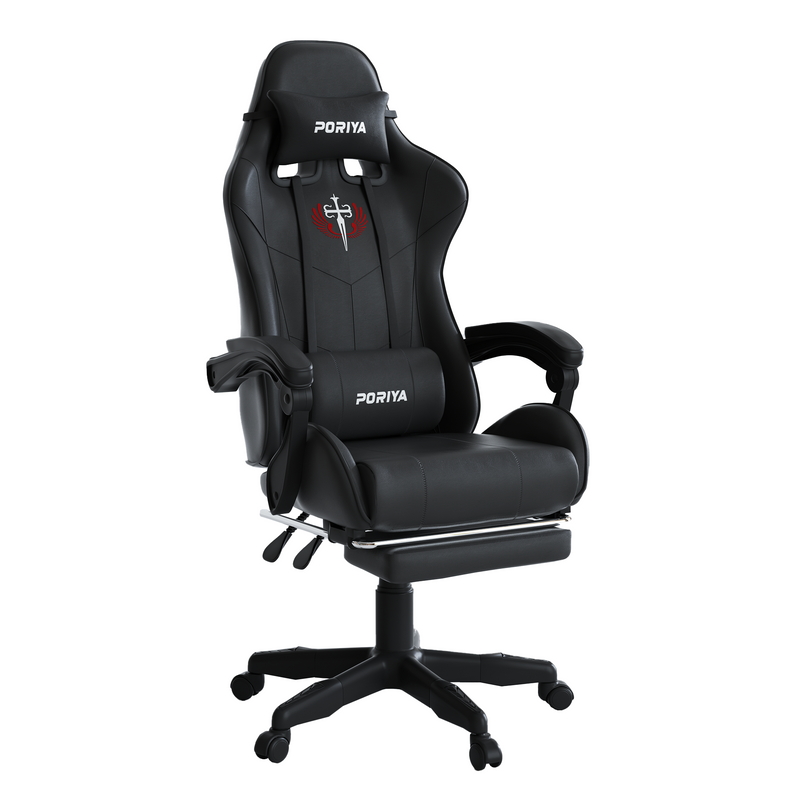 Load image into Gallery viewer, PORIYA Ergonomic Gaming Chair PU Home Office Reclining Computer Chair w/Footrest