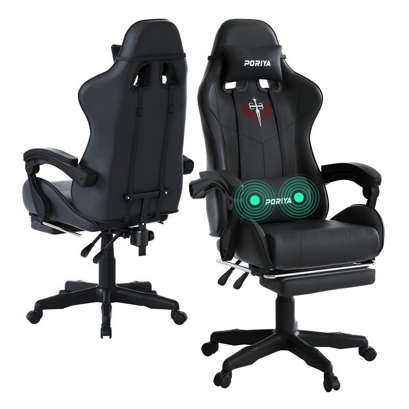 Load image into Gallery viewer, PORIYA Gaming Chair Home Office Ergonomic 2-Point Massage Reclining Computer Chair