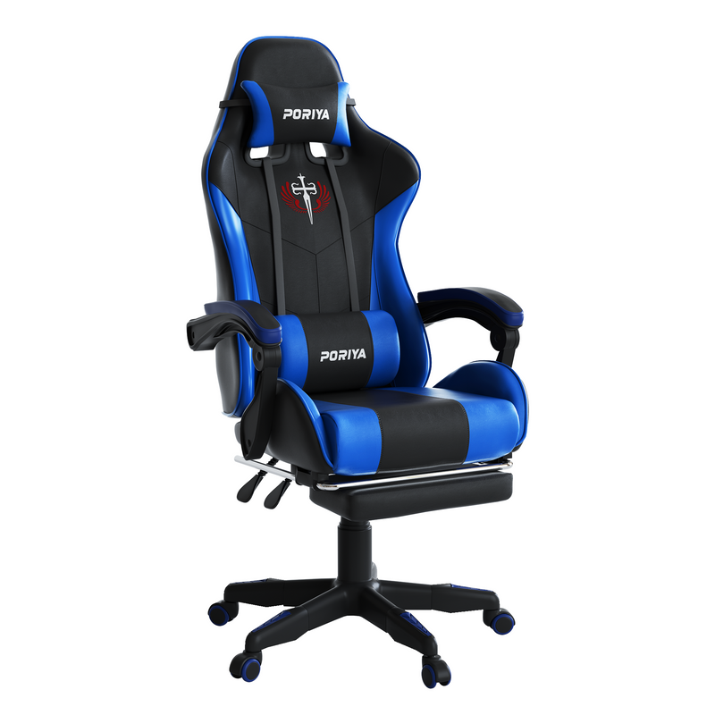 Load image into Gallery viewer, PORIYA Ergonomic Gaming Chair PU Home Office Reclining Computer Chair w/Footrest