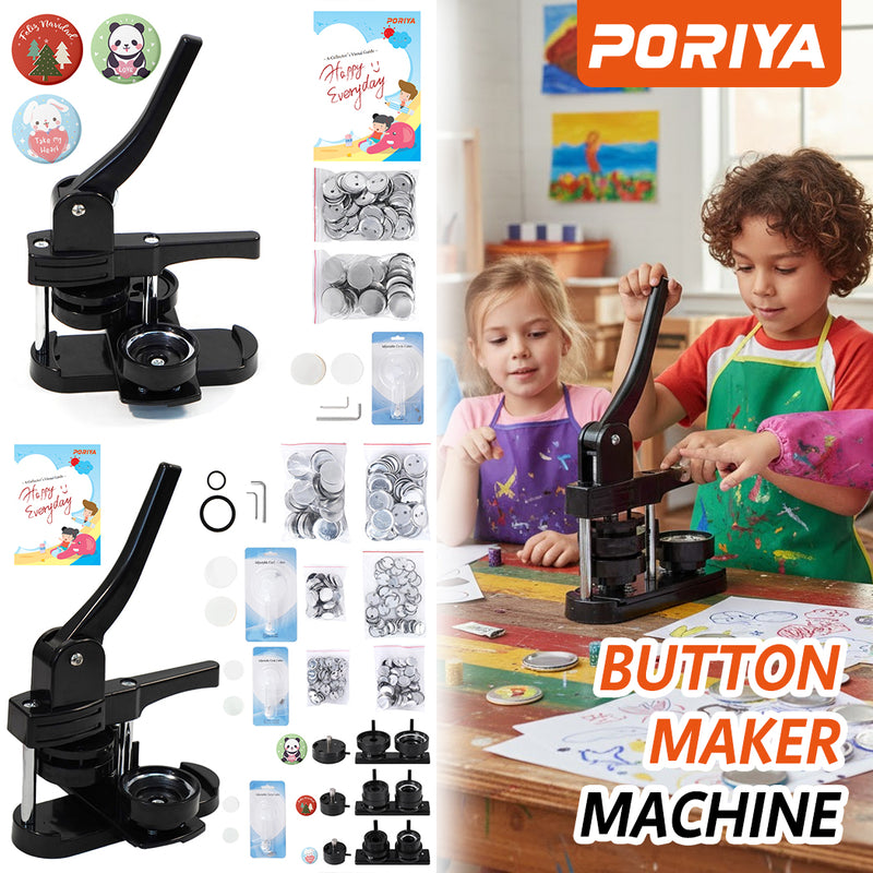 Load image into Gallery viewer, PORIYA 3-in-1 Button Maker Machine 25/32/58mm Pin Badge Maker 300 Button Parts