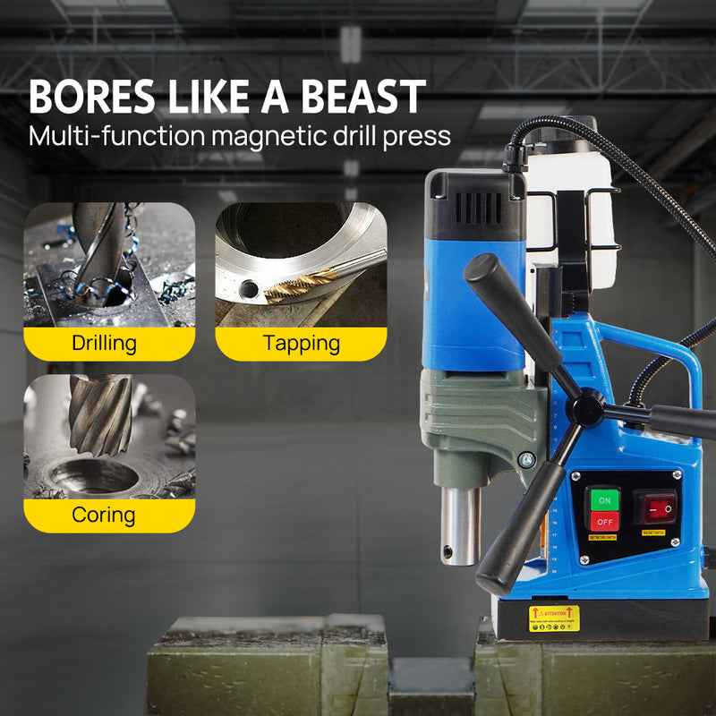 Load image into Gallery viewer, PORIYA Magnetic Drill 1450W 12500N Portable Mag Drill Press 850RPM