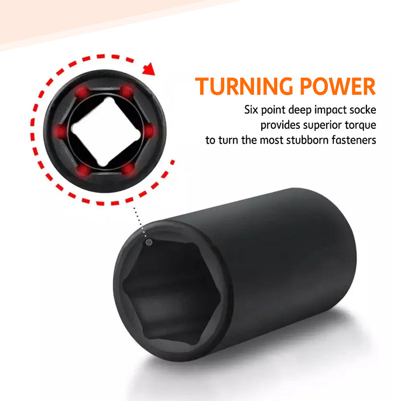 Load image into Gallery viewer, PORIYA 50Pc 3/8" Drive Impact Socket Set Ratchet Wrench Metric SAE Deep Short Sockets