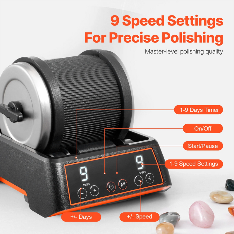Load image into Gallery viewer, PORIYA Rock Tumbler Machine Kit Rock Polisher 9 Speeds 9-Day Timer with Grits