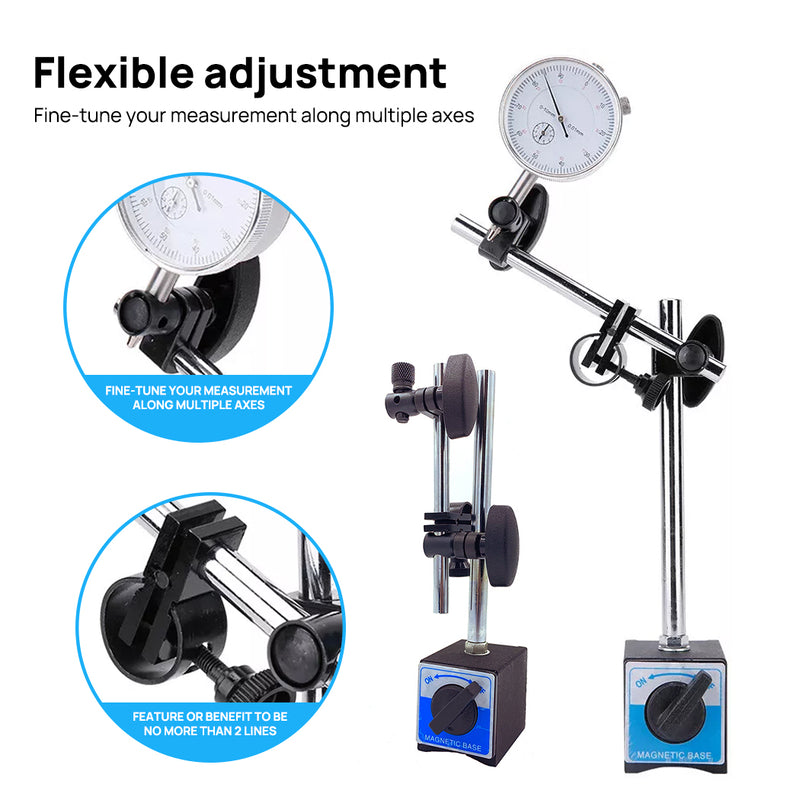 Load image into Gallery viewer, PORIYA 0-10mm Dial Indicator Gauge With Magnetic Base 60KG Pull 22 Indicator Point Set