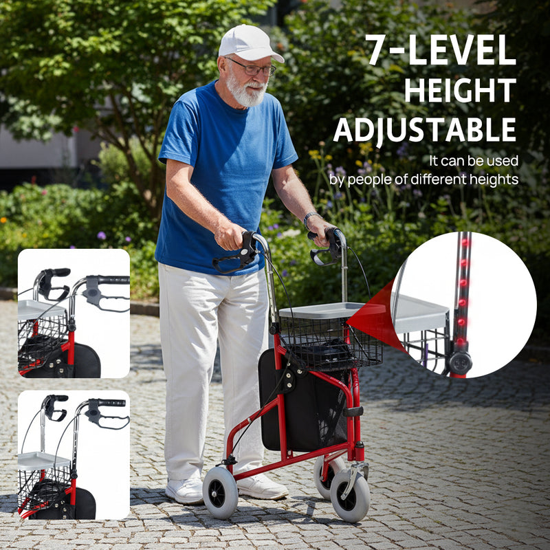 Load image into Gallery viewer, PORIYA Folding Walker Rollator 3 Wheel Mobility Aid Frame Indoor Outdoor Medical w/ Bag