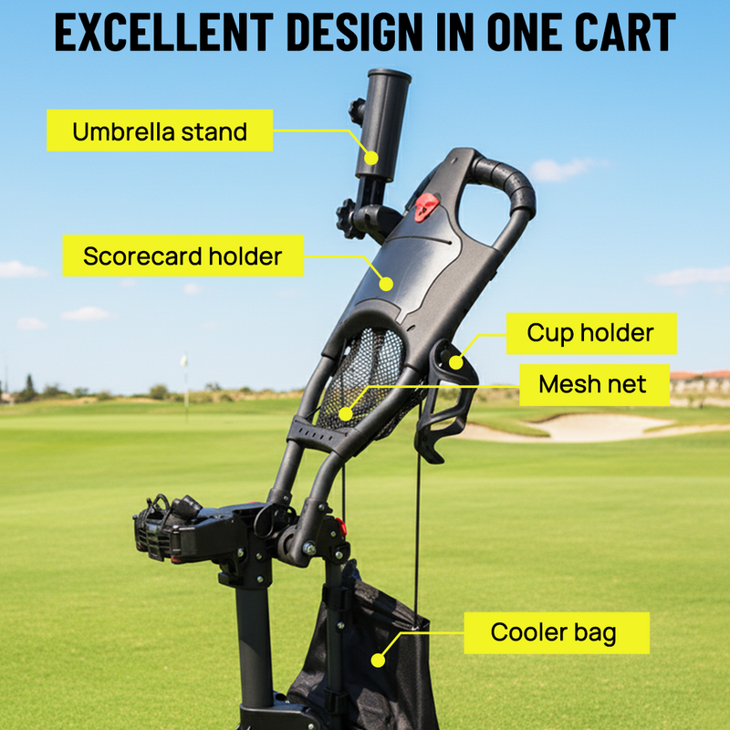 Load image into Gallery viewer, PORIYA Golf Buggy Foldable Trolley Golf Cart Wheels Umbrella Bottle Holder