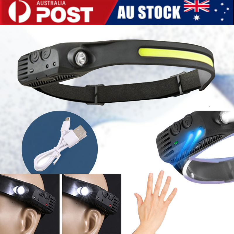 Load image into Gallery viewer, PORIYA Waterproof COB LED Motion Sensor Head Torch Headlight USB Rechargeable Headlamp