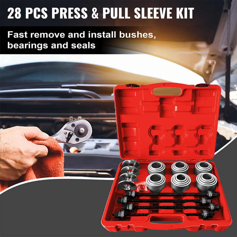 Load image into Gallery viewer, PORIYA 28 pcs Bush Removal Kit Bush Bearing Seals Press Pull Sleeve Tool Kit Set