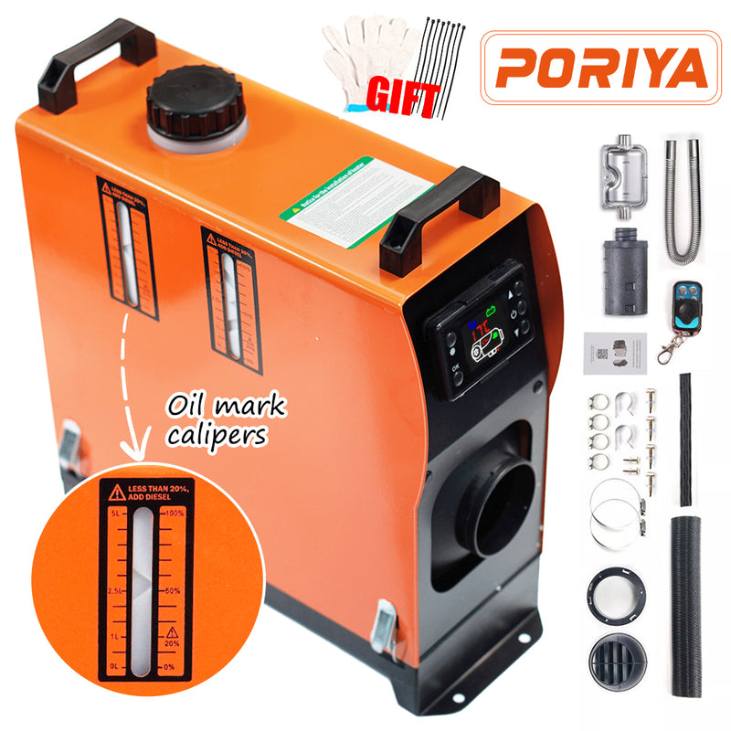 Load image into Gallery viewer, PORIYA Diesel Air Heater All-in-one 12V 8KW Bluetooth App LCD for Car RV Indoors