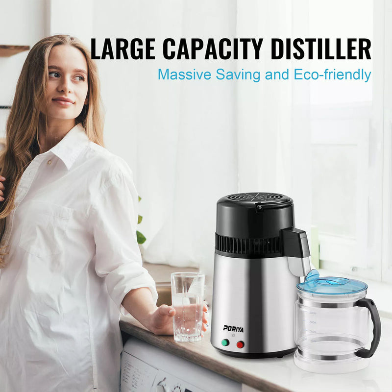 Load image into Gallery viewer, PORIYA 4L Stainless Steel Water Filter Distilled Pure Water Purifier Distiller